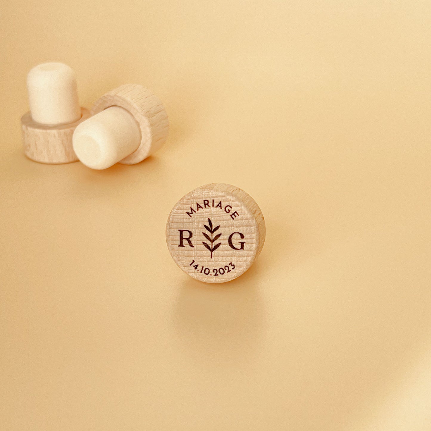 Bouchon de bouteille Feuillage & Initiales