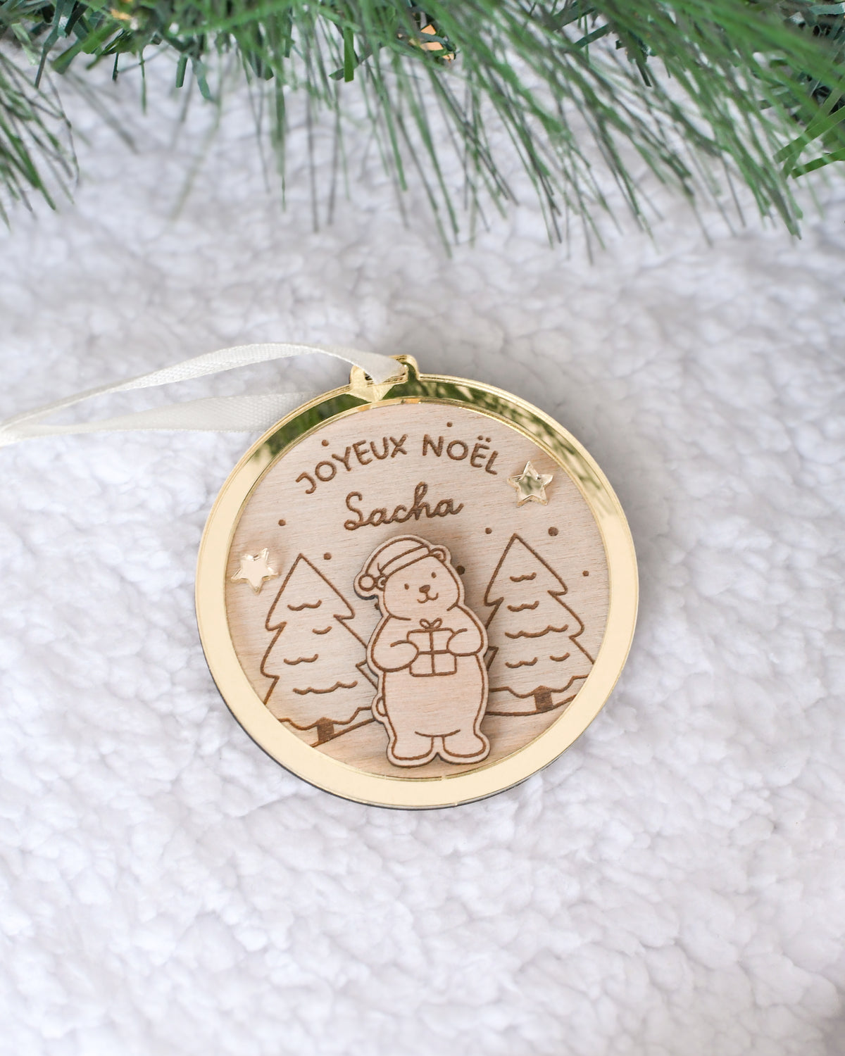Boule de Noël Ours Cadeau