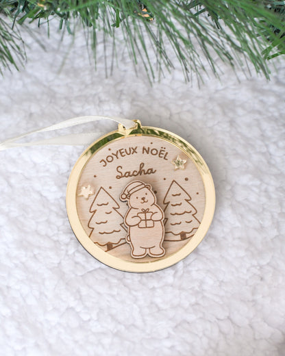 Boule de Noël Ours Cadeau