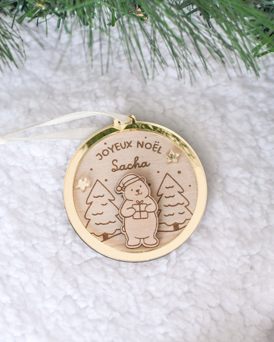 Boule de Noël Ours Cadeau