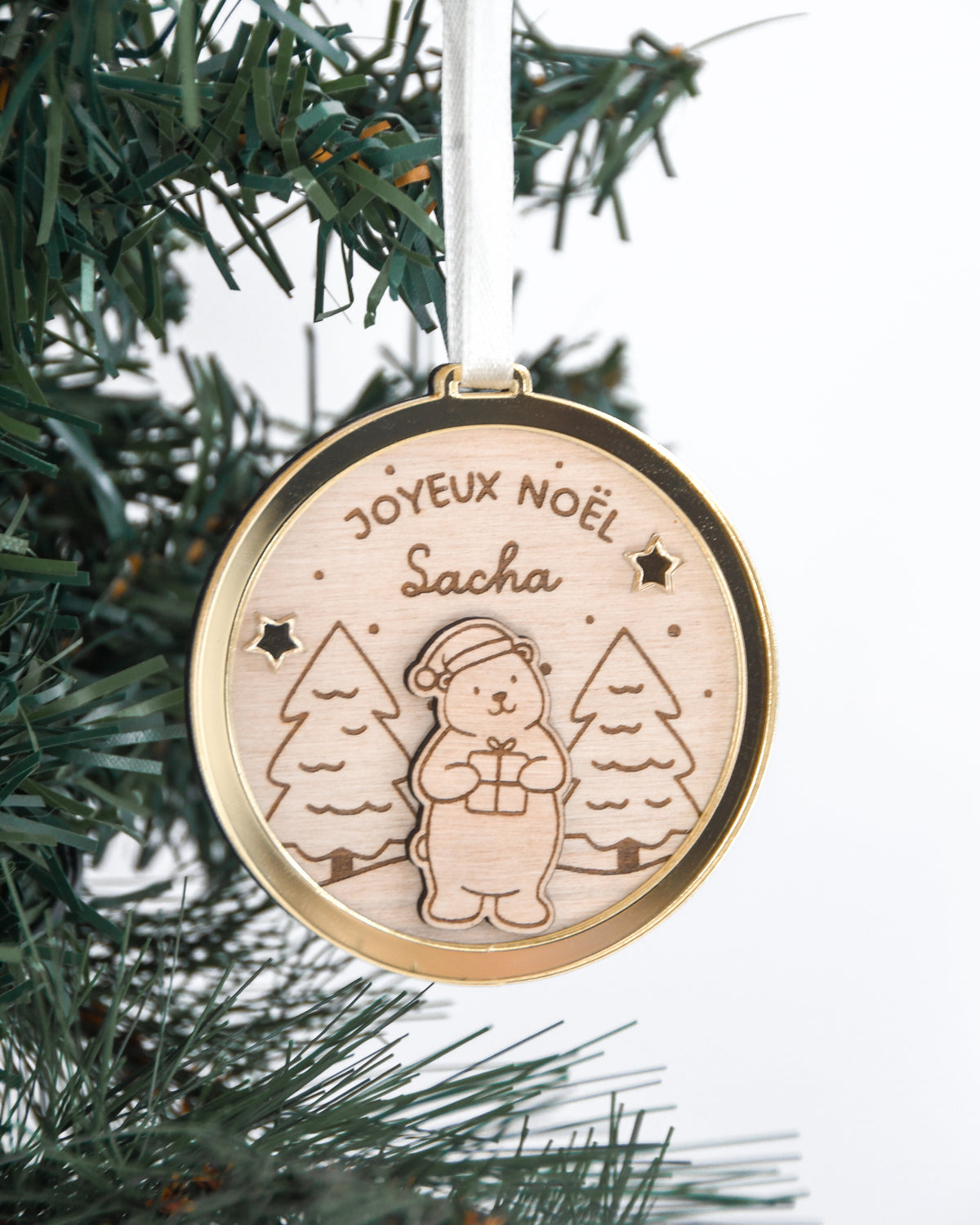 Boule de Noël Ours Cadeau