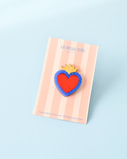 Pin's Coeur ex-voto bleu
