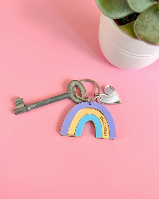 Porte-clés arc-en-ciel personnalisé – Lilas