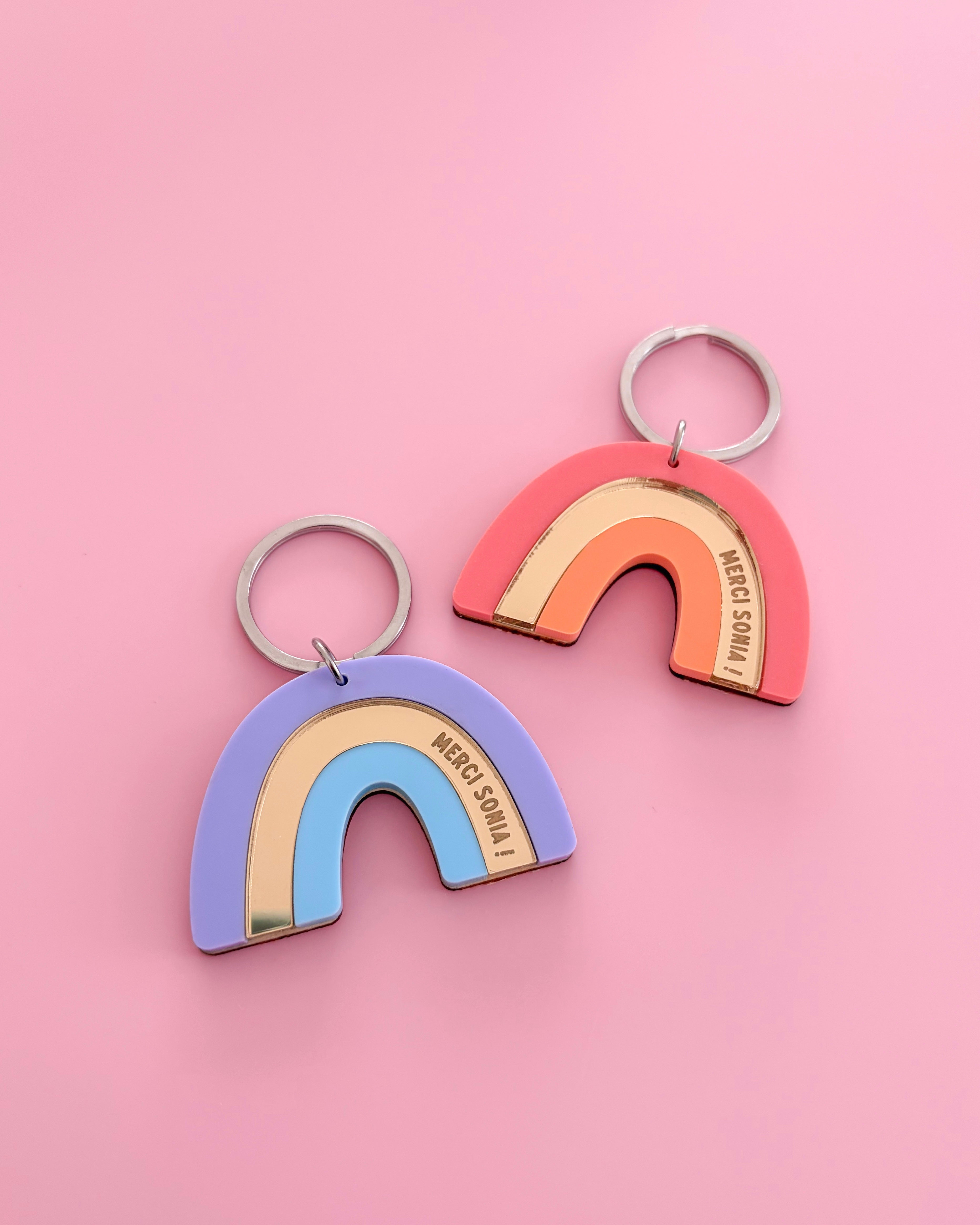 Porte-clés Arc-en-ciel Rose