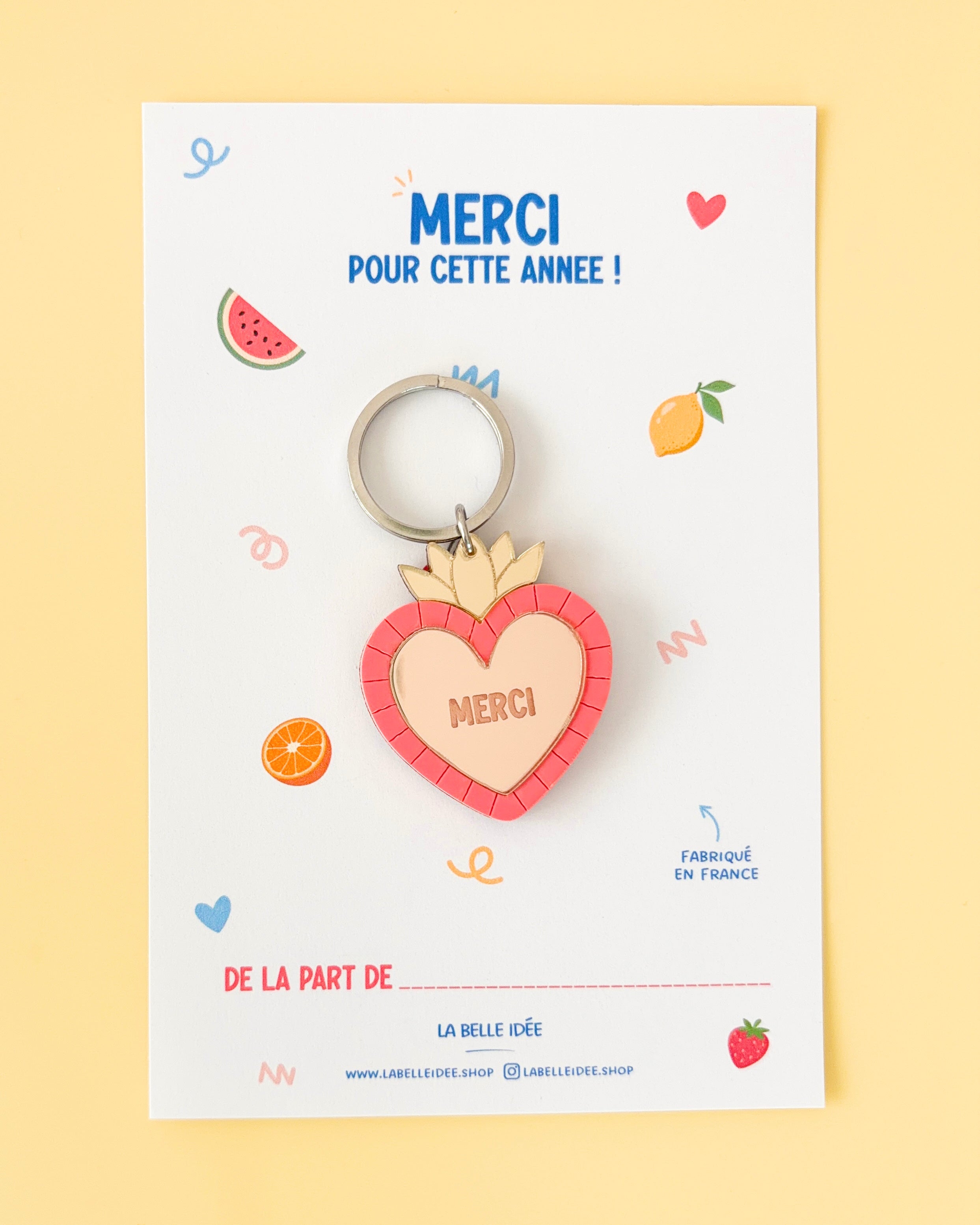 Porte-clés Cœur ex-voto rose