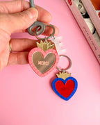 Porte-clés Cœur ex-voto rose