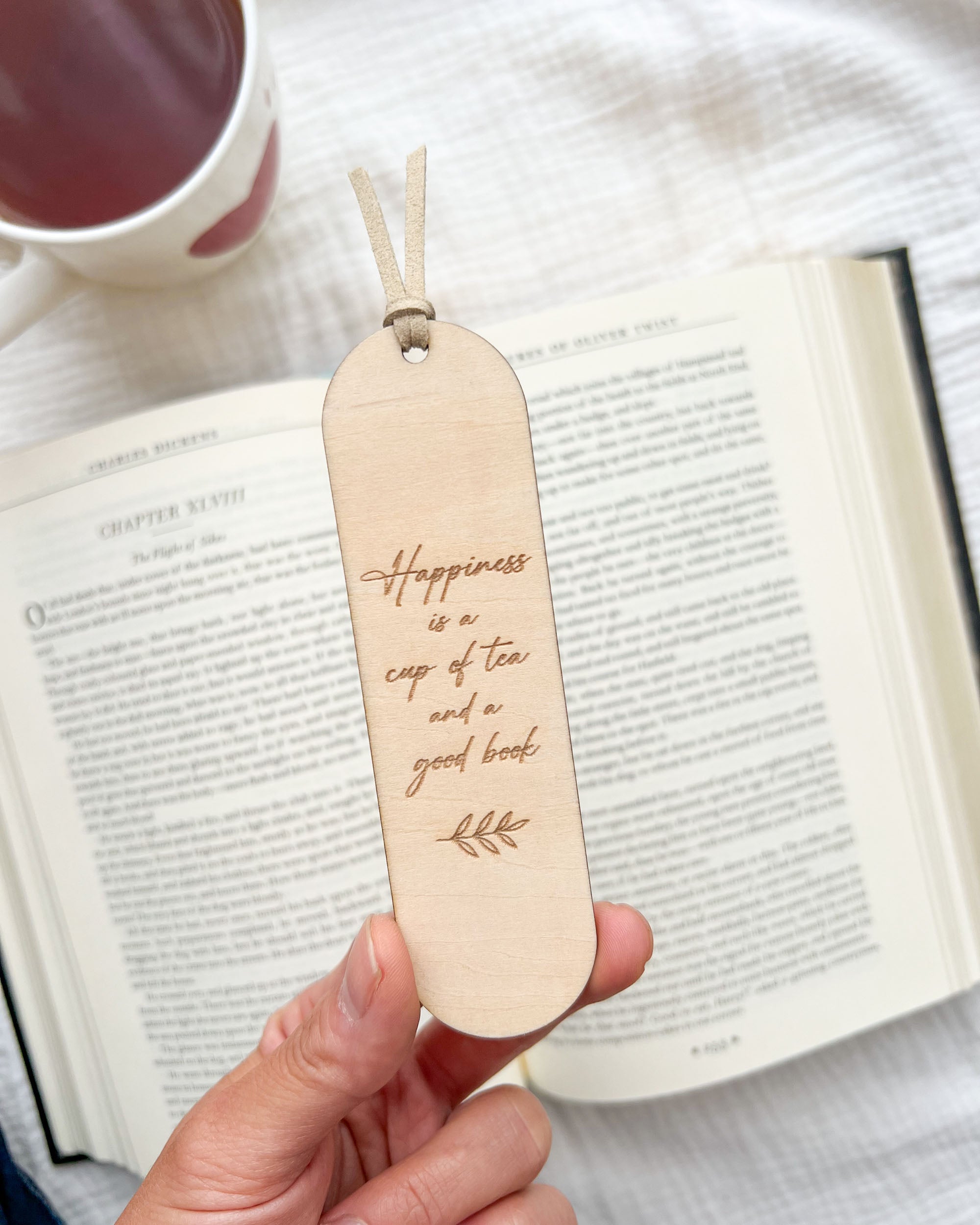 Marque-page "Happiness is a good book and cup of tea"